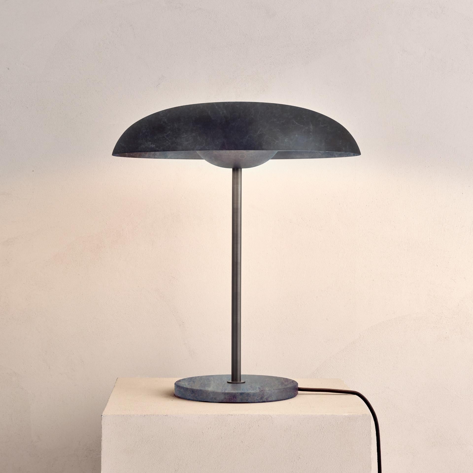 Organic Modern 'Cosmic Solstice Callisto' Table Lamp, Handmade Callisto Patinated Brass Light For Sale