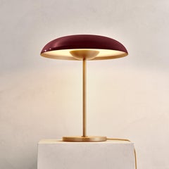 'Cosmic Solstice Maroon' Table Lamp, Handmade Lacquered Brass Table Light