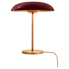 'Cosmic Solstice Maroon' Table Lamp, Handmade Lacquered Brass Table Light