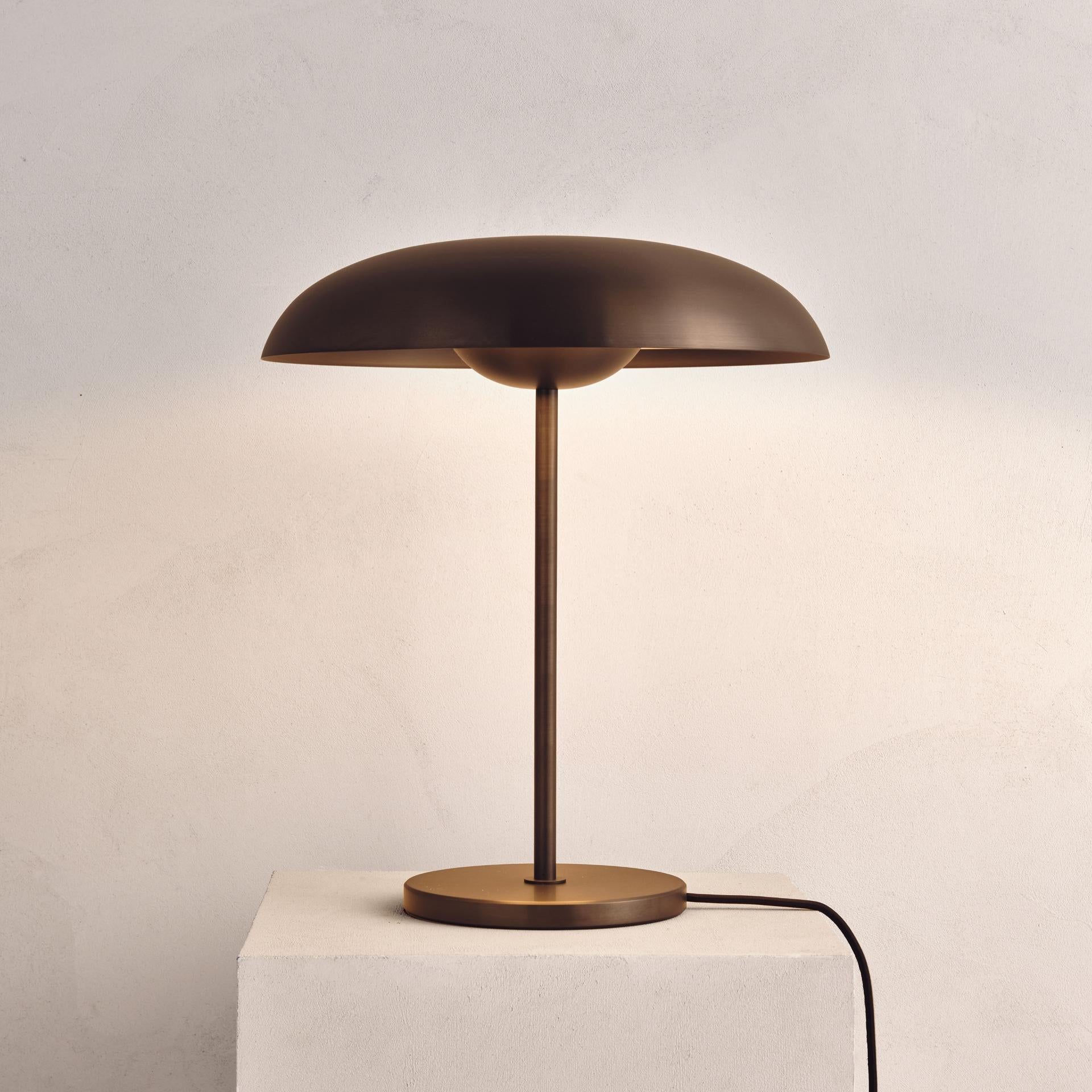 Organic Modern 'Cosmic Solstice Noir' Table Lamp, Handmade Dark Bronze Patinated Brass Light For Sale