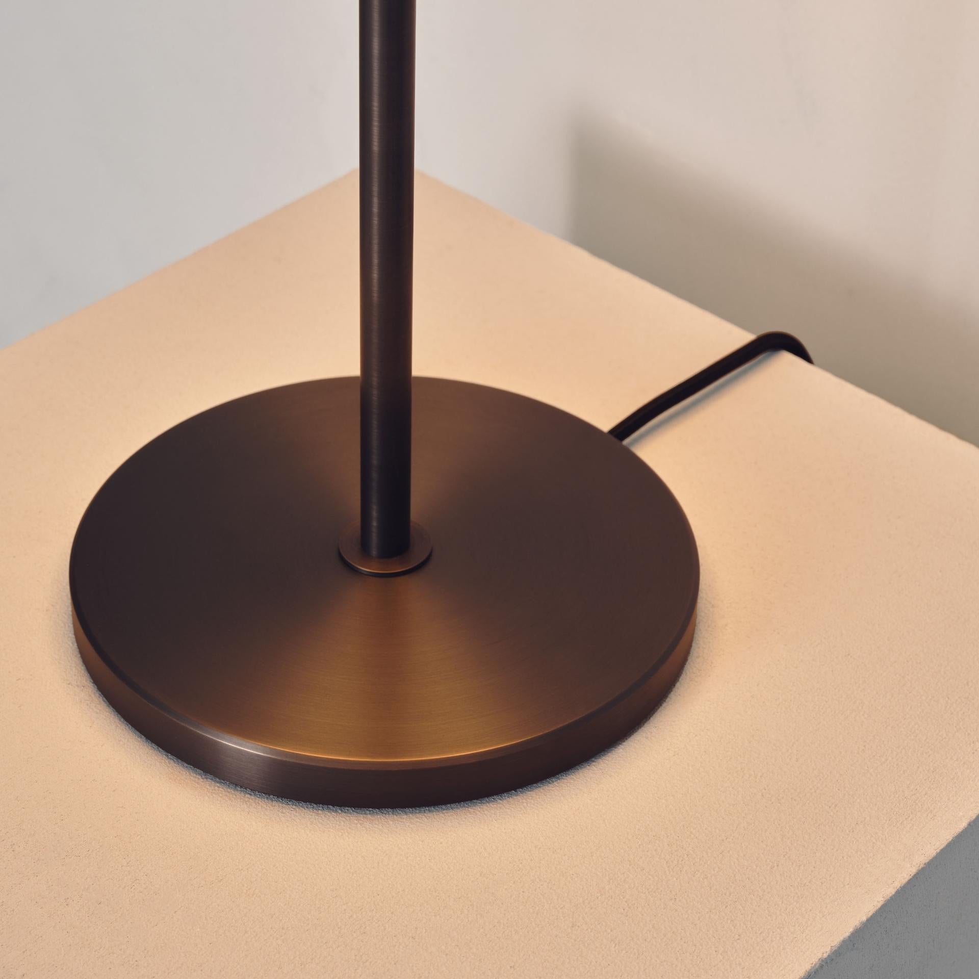 British 'Cosmic Solstice Noir' Table Lamp, Handmade Dark Bronze Patinated Brass Light For Sale