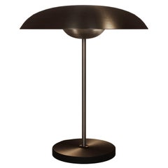 'Cosmic Solstice Noir' Table Lamp, Handmade Dark Bronze Patinated Brass Light