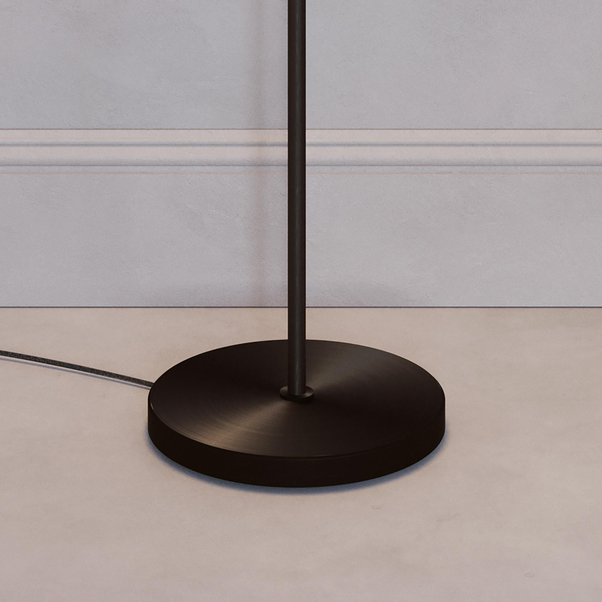 'Cosmic Solstice Noir X' Floor Lamp, Handmade Dark Bronze Patinated Floor Light For Sale 1