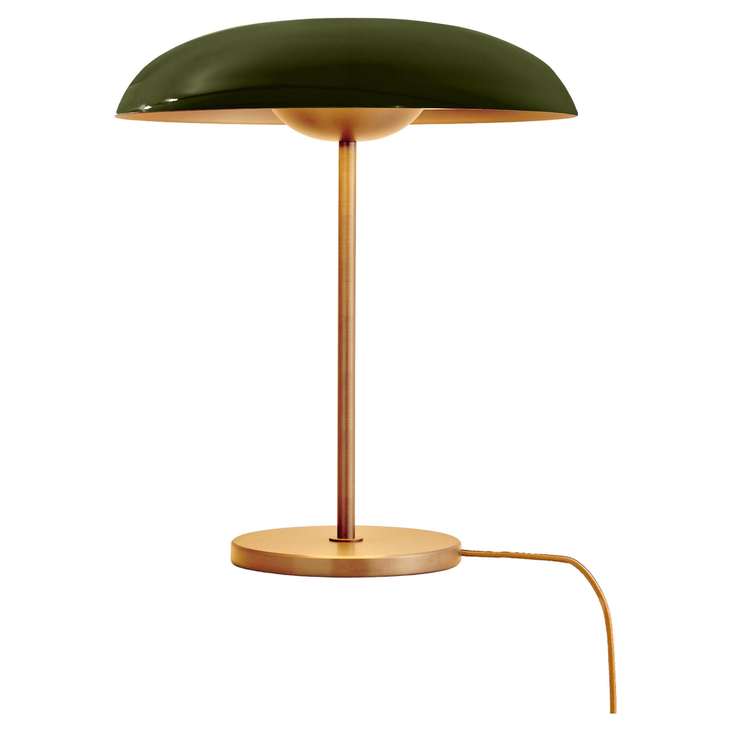 'Cosmic Solstice Olive' Table Lamp, Handmade Lacquered Brass Table Light