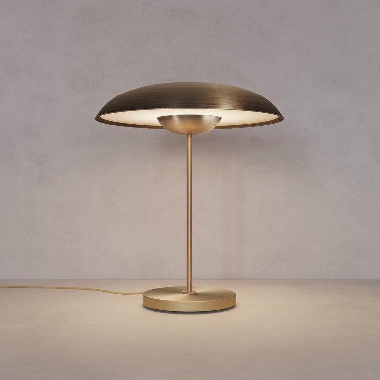 Organic Modern 'Cosmic Solstice Ore' Table Lamp, Handmade Bronze Patinated Brass Table Light For Sale