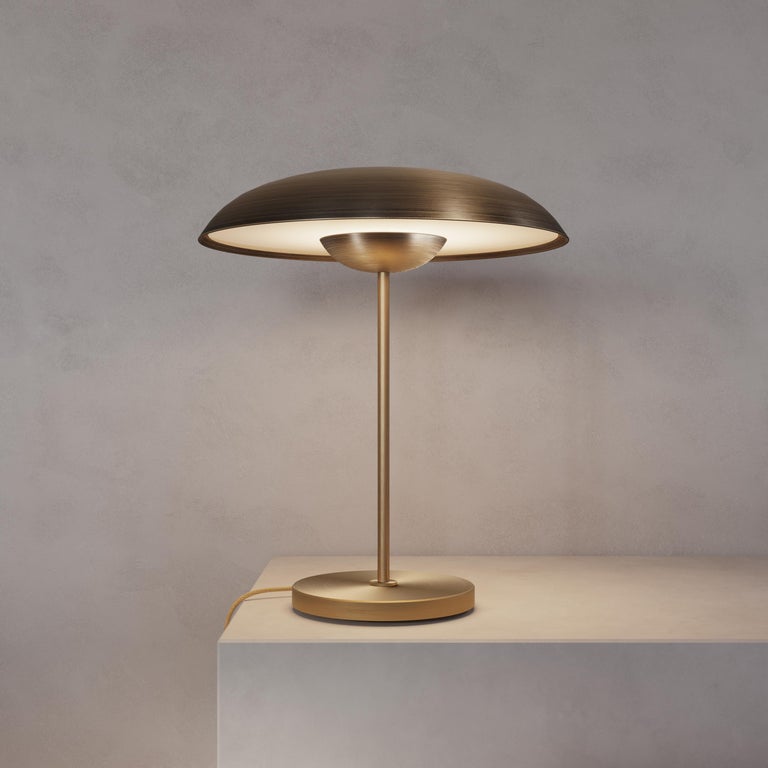 British 'Cosmic Solstice Ore' Table Lamp, Handmade Bronze Patinated Brass Table Light For Sale