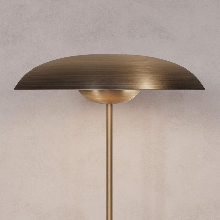 Contemporary 'Cosmic Solstice Ore' Table Lamp, Handmade Bronze Patinated Brass Table Light For Sale