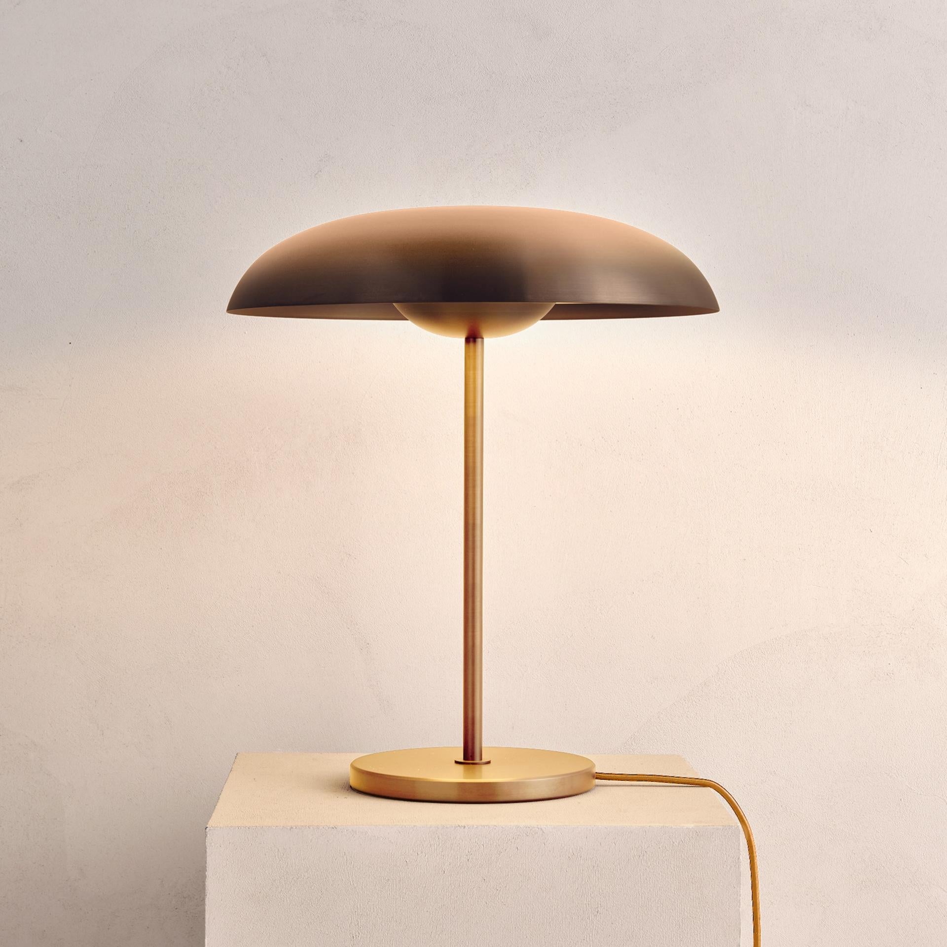 'Cosmic Solstice Ore' Table Lamp, Handmade Bronze Patinated Brass Table Light For Sale