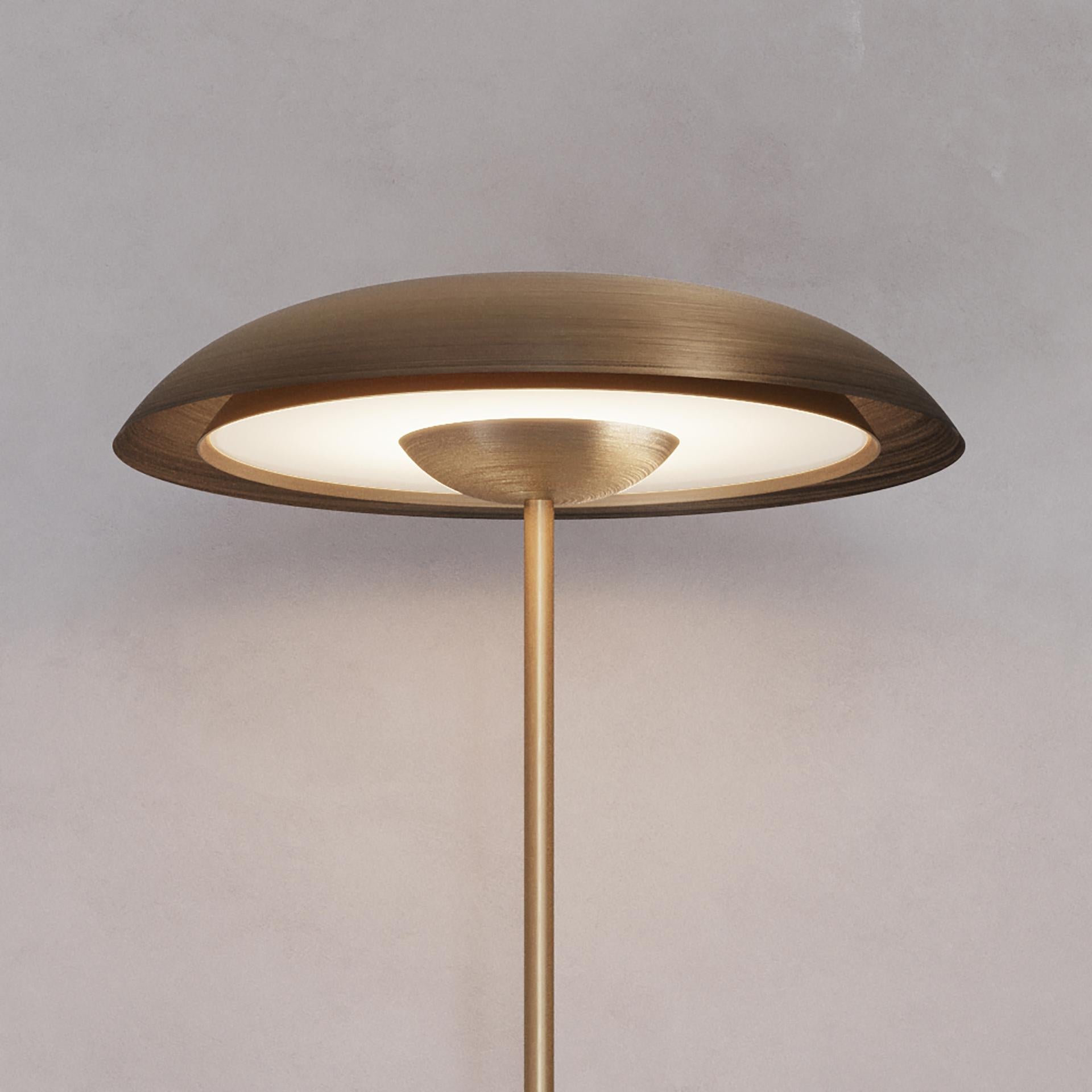 Contemporary Cosmic 'Solstice Ore X' Floor Lamp, Handmade Bronze Patinated Brass Floor Light For Sale