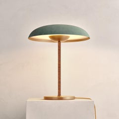 Solstice Verdigris Table Light Handmade Verdigris Patinated Brass Leather Lamp
