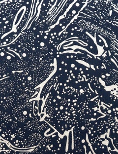Cosmic Splash Woven Commercial Grade Fabric in Oxford, White and Navy