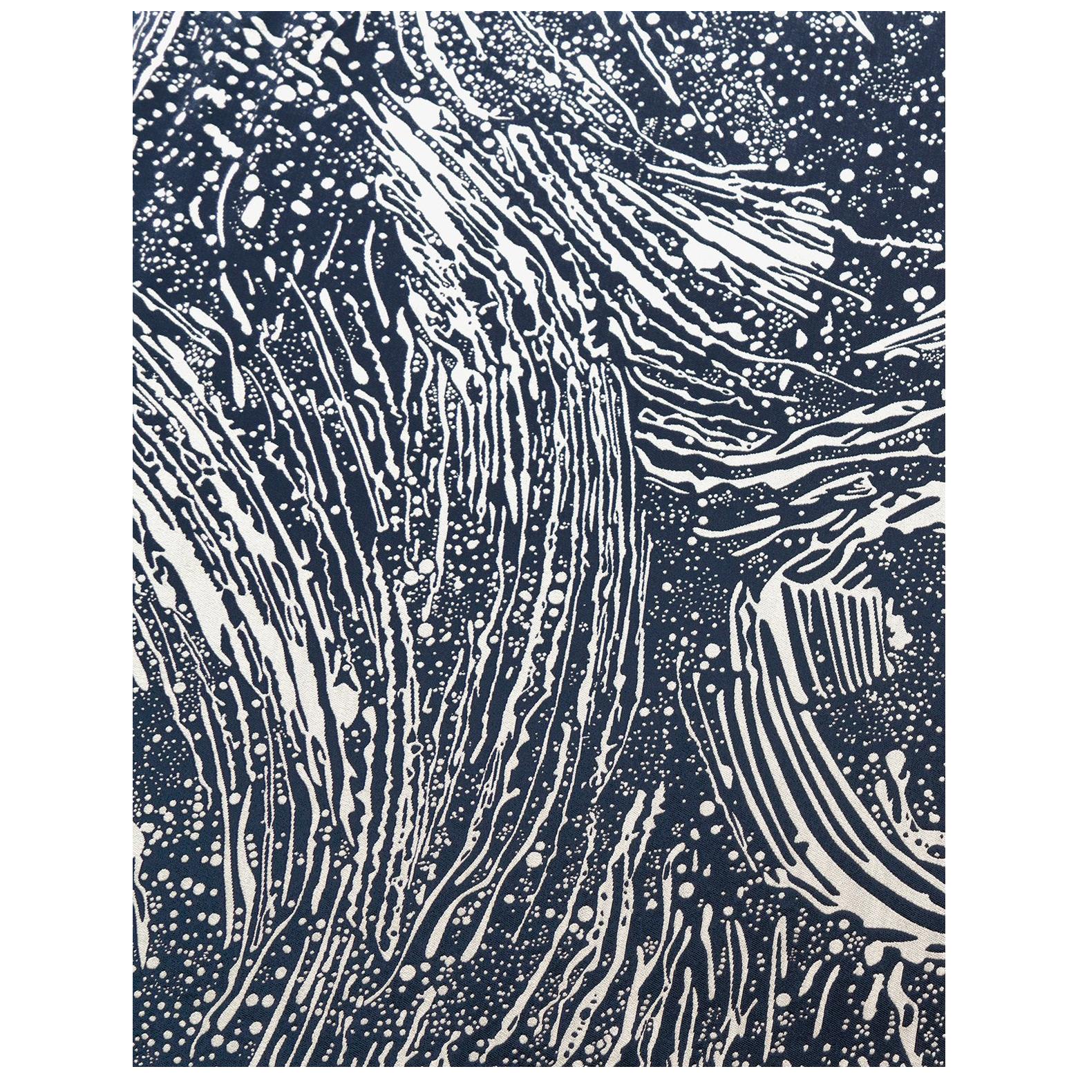 Cosmic Splash Woven Commercial Grade Fabric in Oxford, White and Navy For Sale
