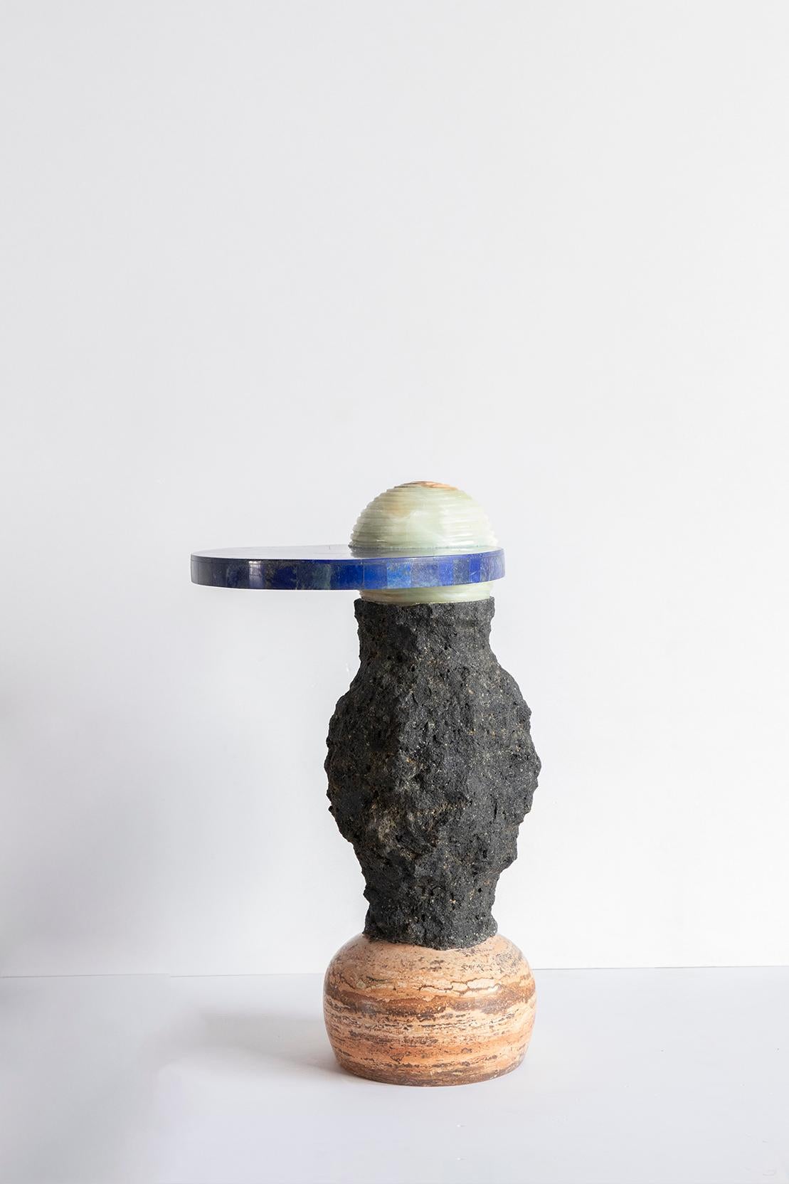 Mexican Cosmic Traces 6 - Sten Studio - Lapisaluzi and lava stone, limited edition of 15 For Sale
