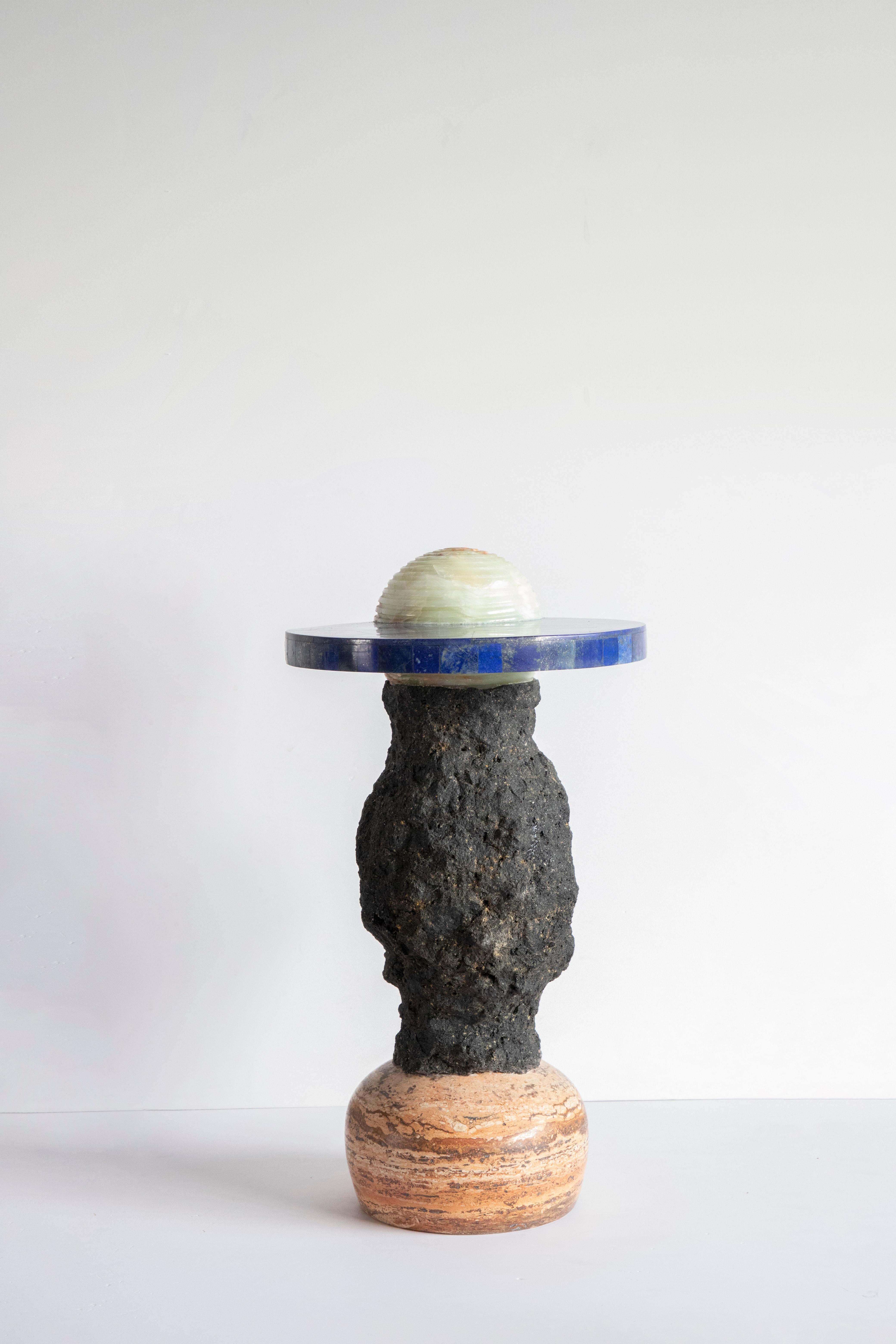 Hand-Crafted Cosmic Traces 6 - Sten Studio - Lapisaluzi and lava stone, limited edition of 15 For Sale