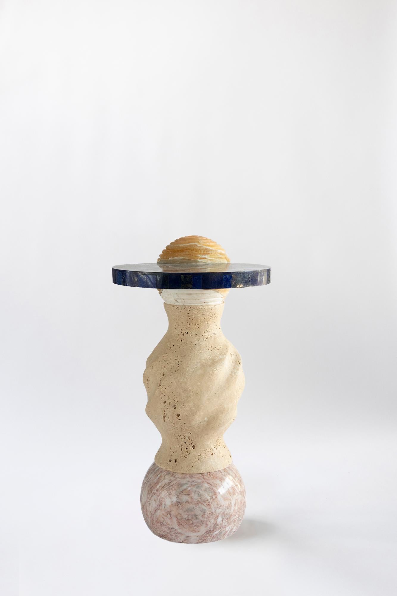 Cosmic Traces 7 - Sten Studio - Lapisaluzi and travertine, limited edition of 15 In New Condition For Sale In Tampa, FL