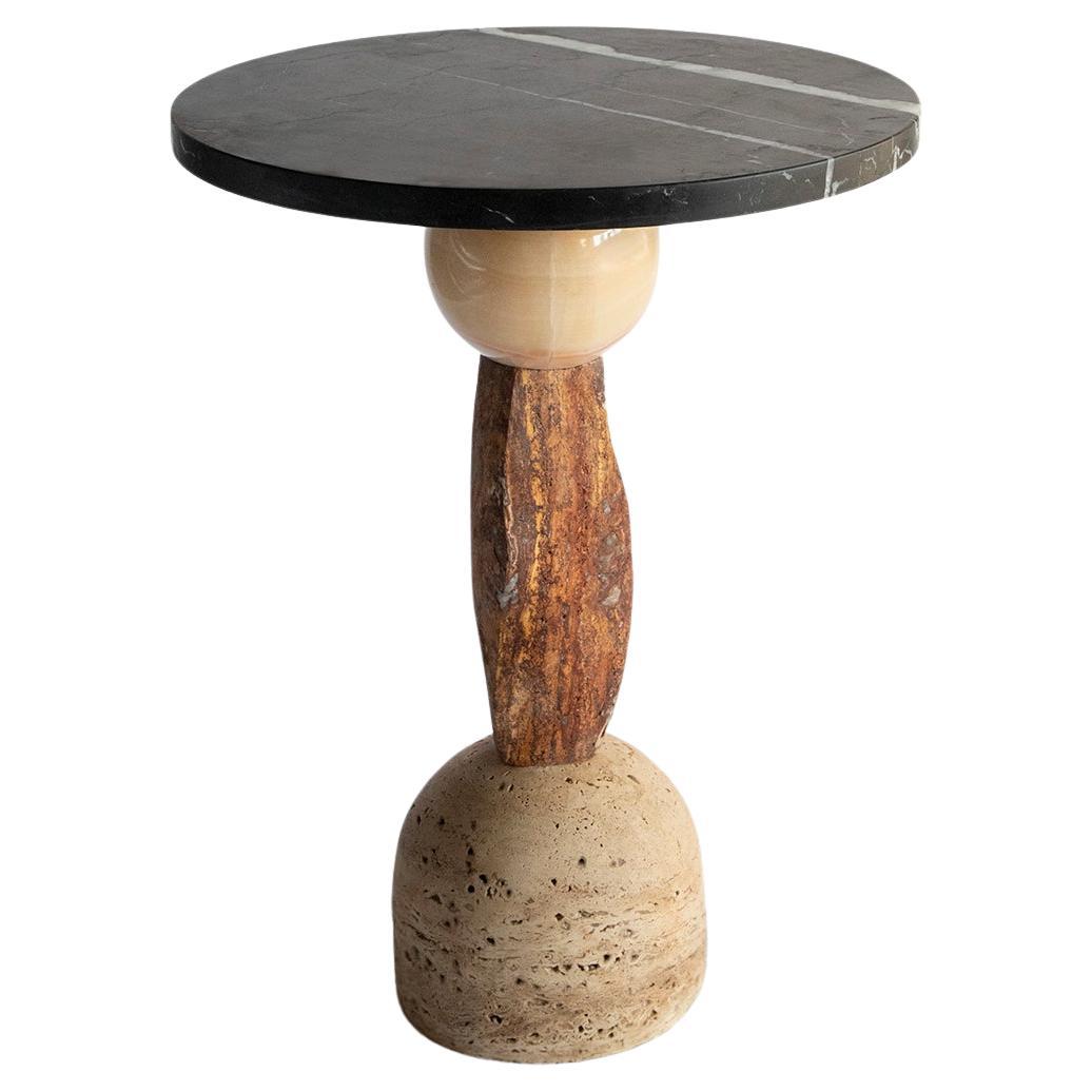 Cosmic Traces 8 - Sten Studio - Handcrafted side table with natural stones For Sale
