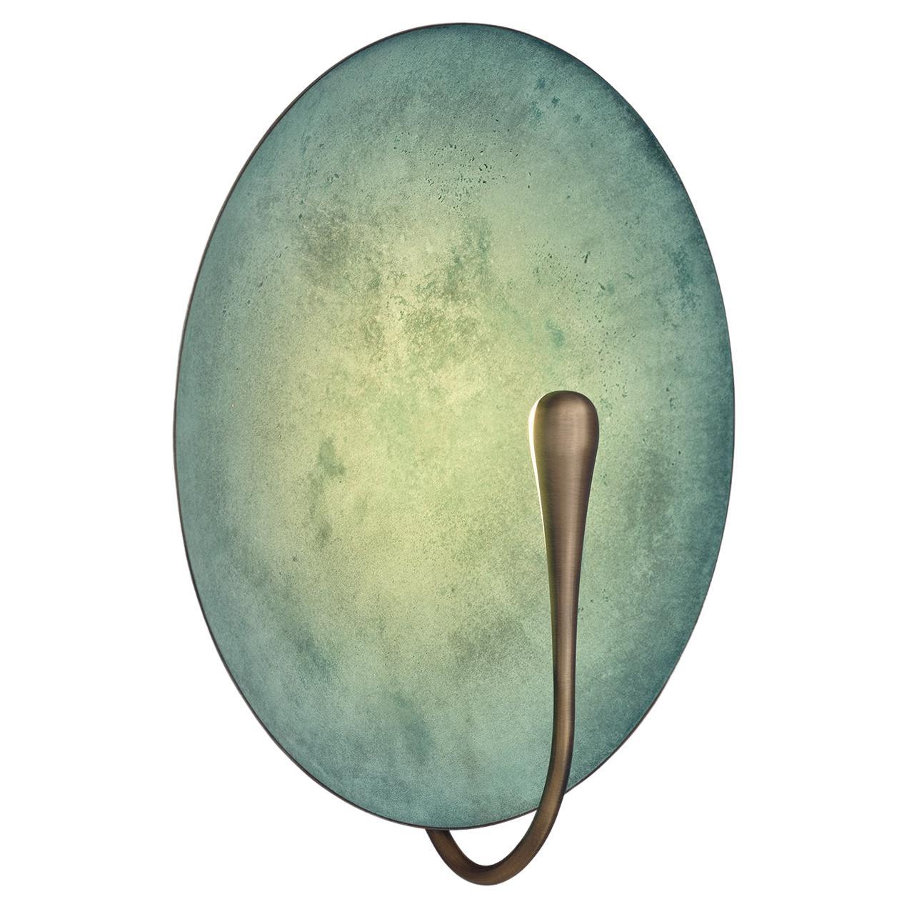 'Cosmic Verdigris' Artisan Handmade Verdigris Patinated Brass Wall Light Sconce