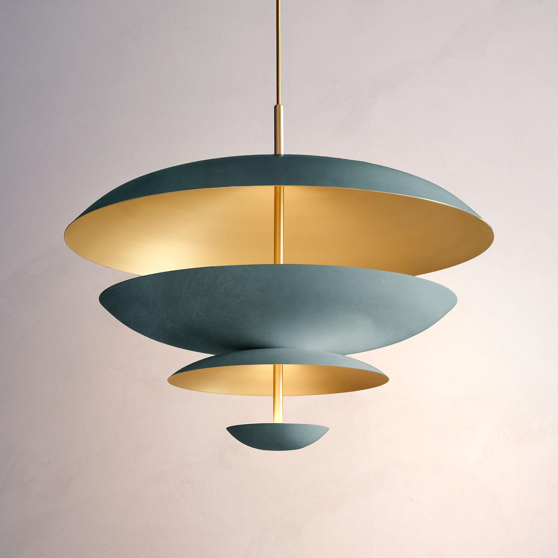 Organic Modern 'Cosmic Verdigris Chandelier 100' Verdigris Patinated Brass Ceiling Light For Sale