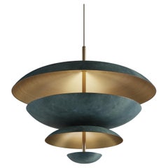'Cosmic Verdigris' Chandelier 100, Verdigris Patinated Brass Ceiling Light
