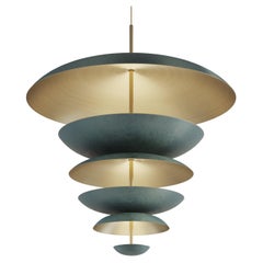 'Cosmic Verdigris' Chandelier XL 100, Verdigris Patina Brass Ceiling Pendant