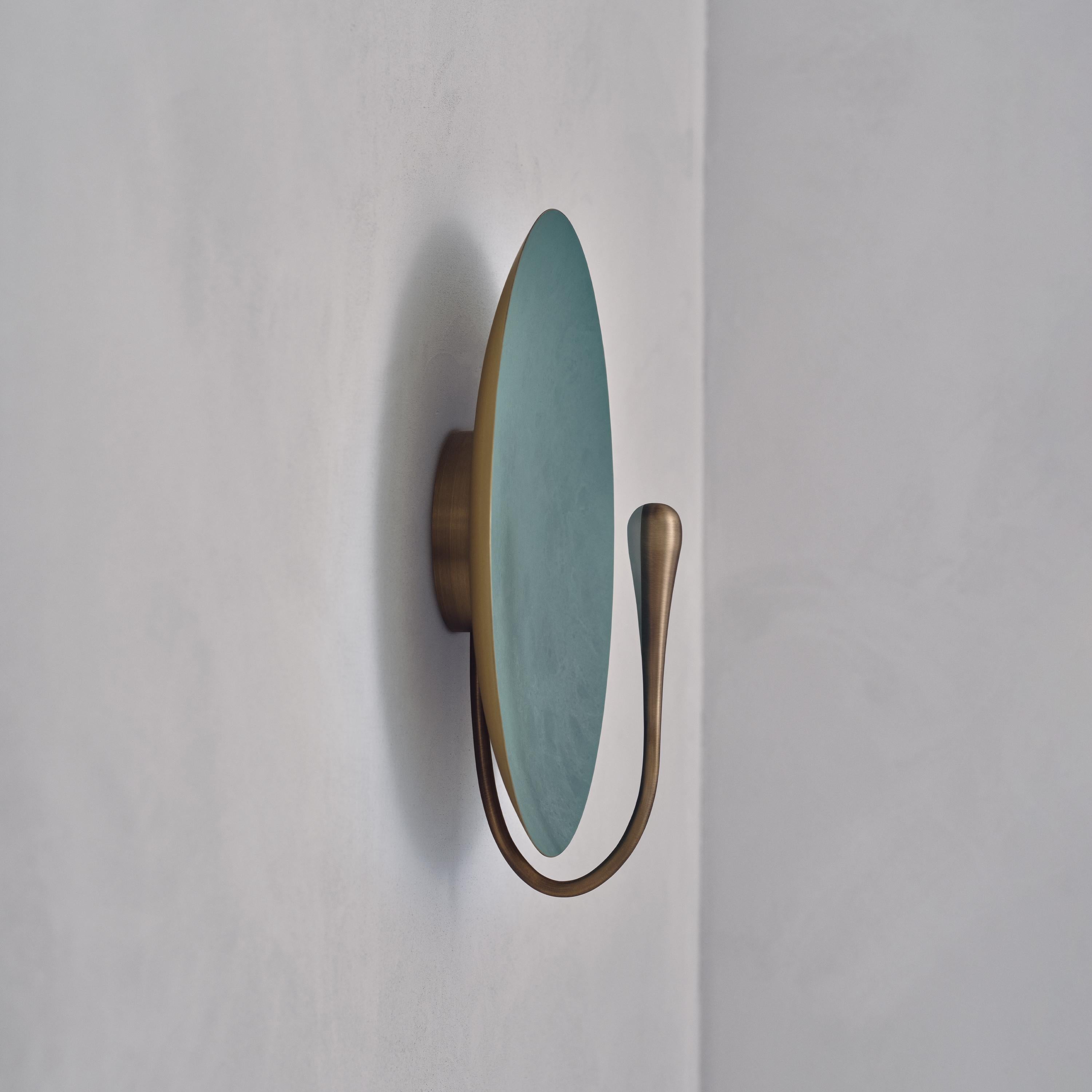 'Cosmic Verdigris' Handmade Patinated Brass Contemporary Wall Light Sconce For Sale 2