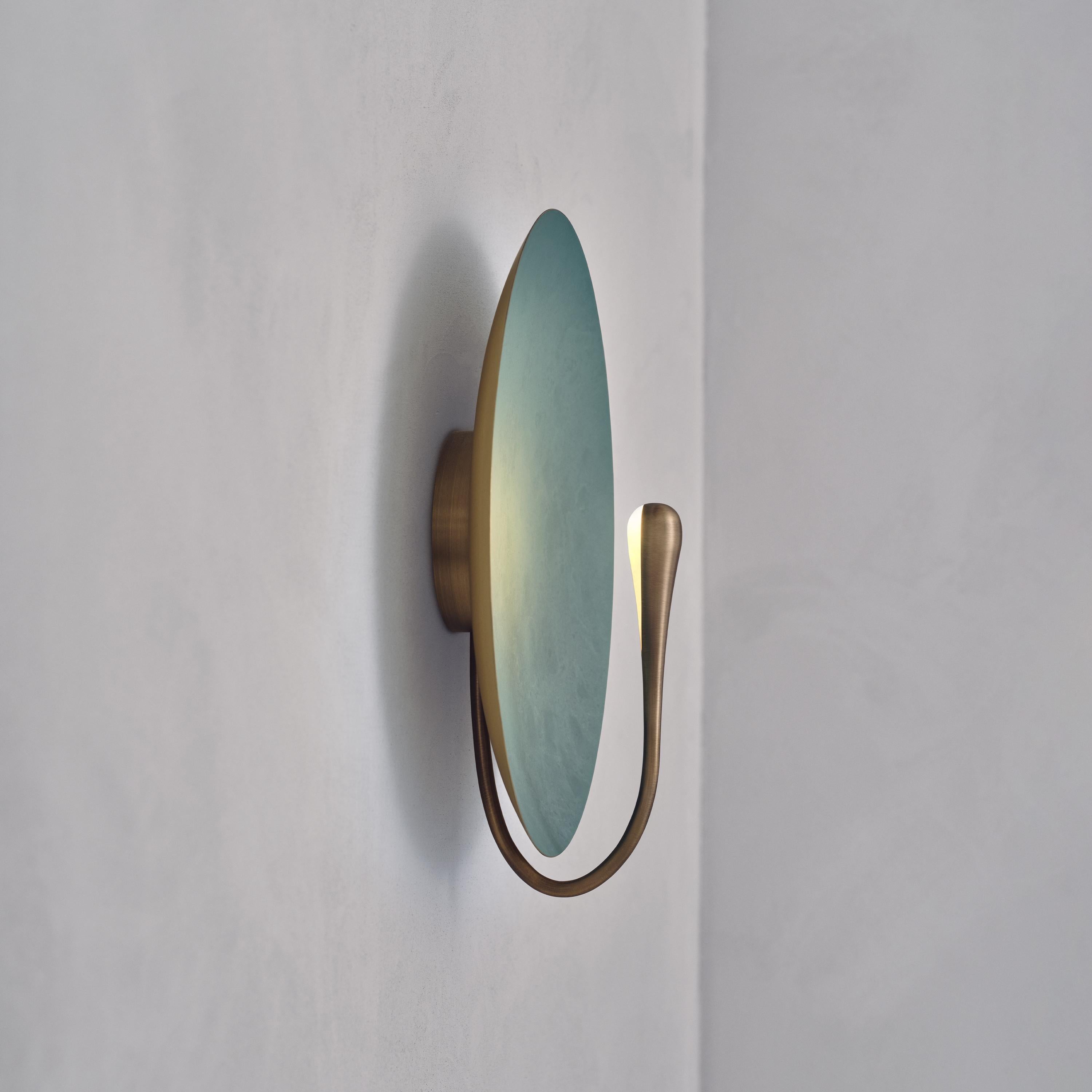 'Cosmic Verdigris' Handmade Patinated Brass Contemporary Wall Light Sconce For Sale 1