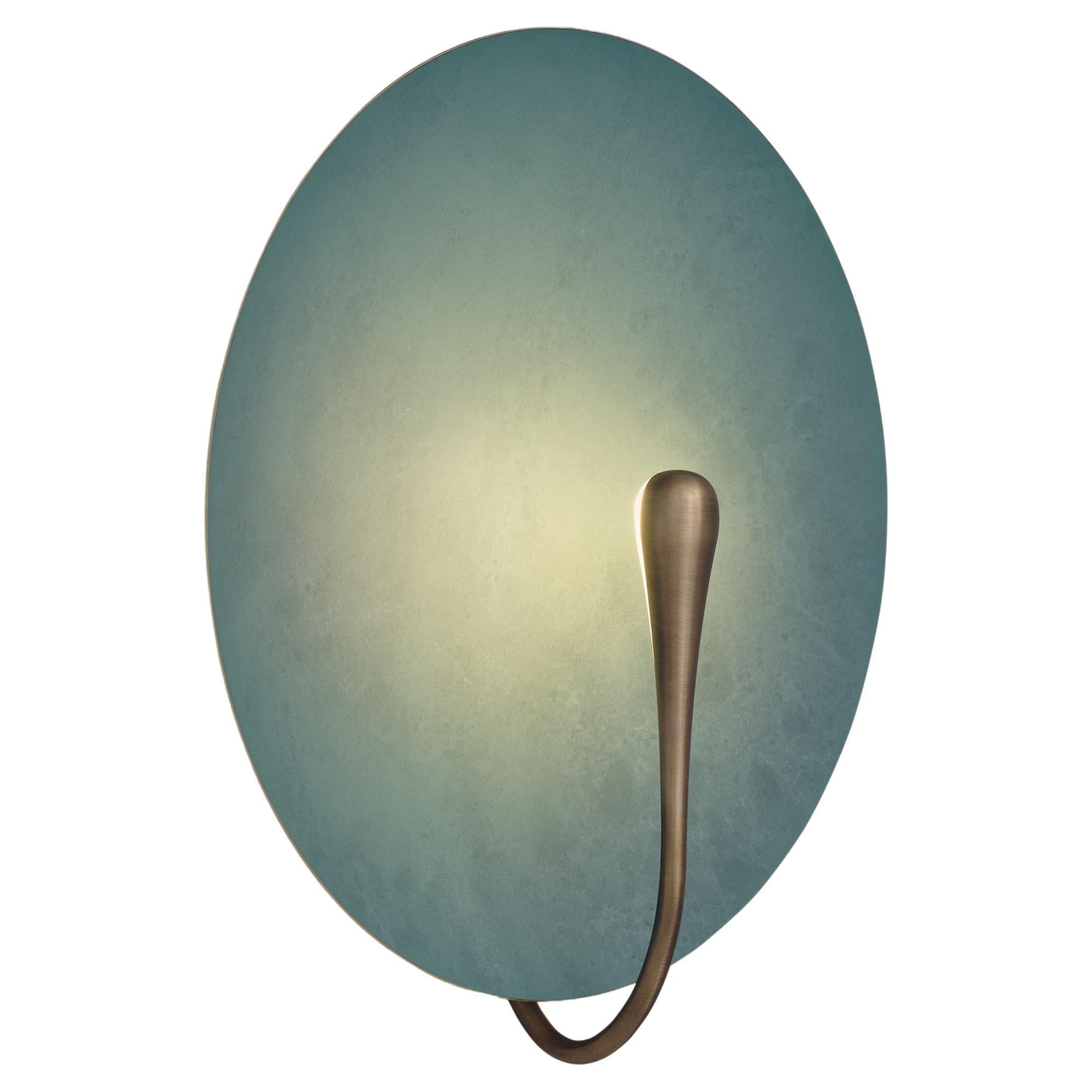 'Cosmic Verdigris' Handmade Patinated Brass Contemporary Wall Light Sconce For Sale
