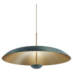 Cosmic 'Verdigris Pendant 100', Handmade Patinated Brass Ceiling Light