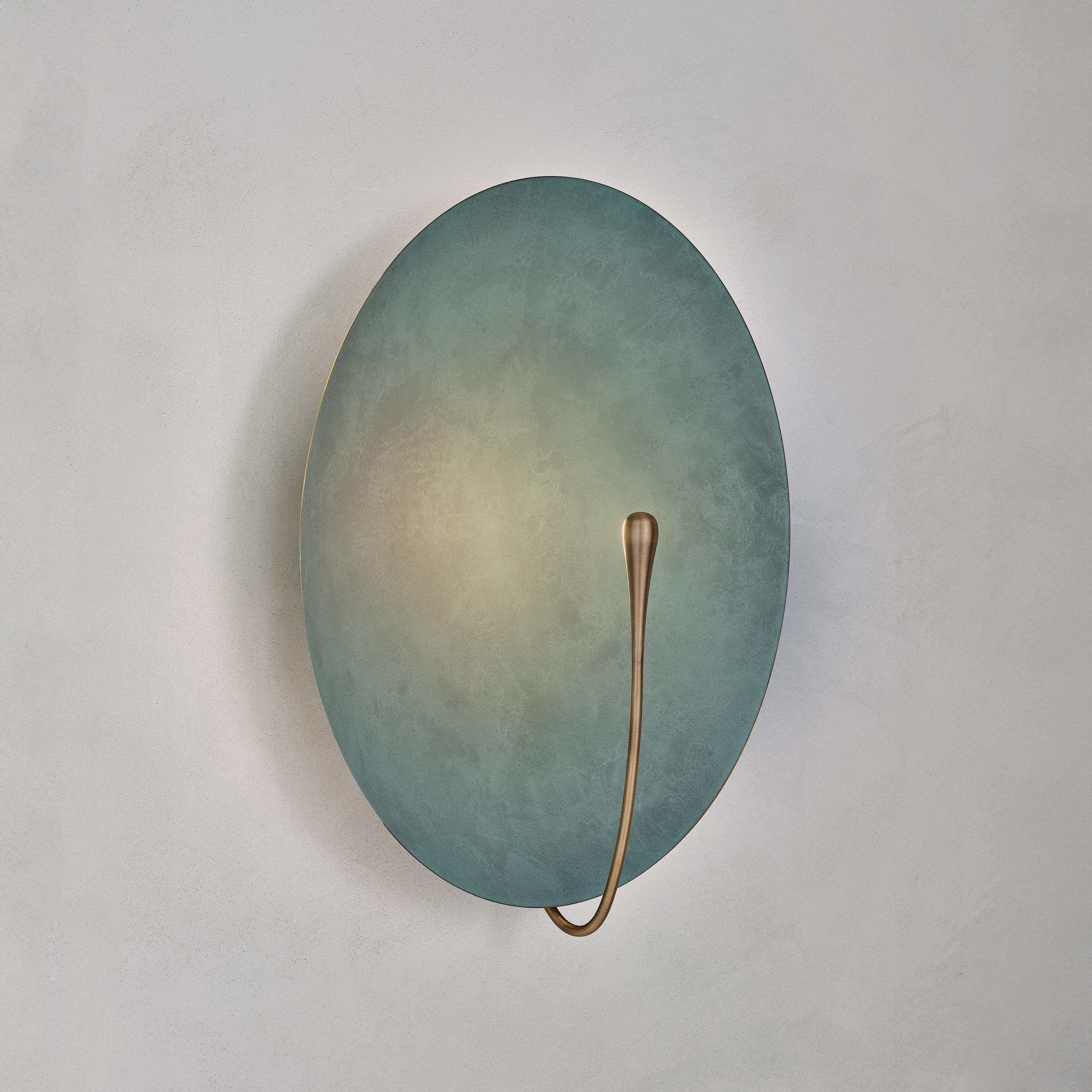 British 'Cosmic Verdigris XL' Handmade Patinated Brass Contemporary Wall Light Sconce For Sale