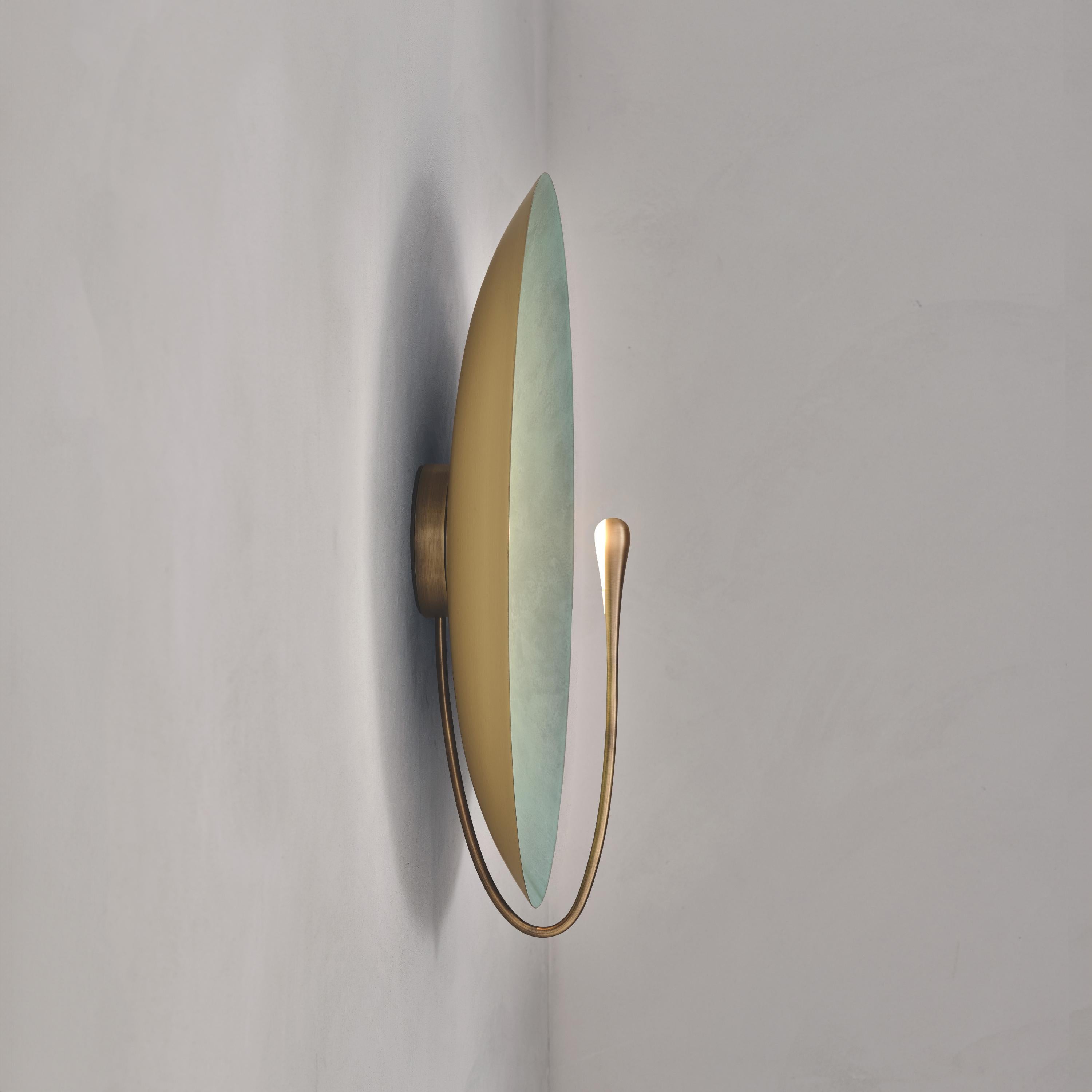 Brushed 'Cosmic Verdigris XL' Handmade Patinated Brass Contemporary Wall Light Sconce For Sale