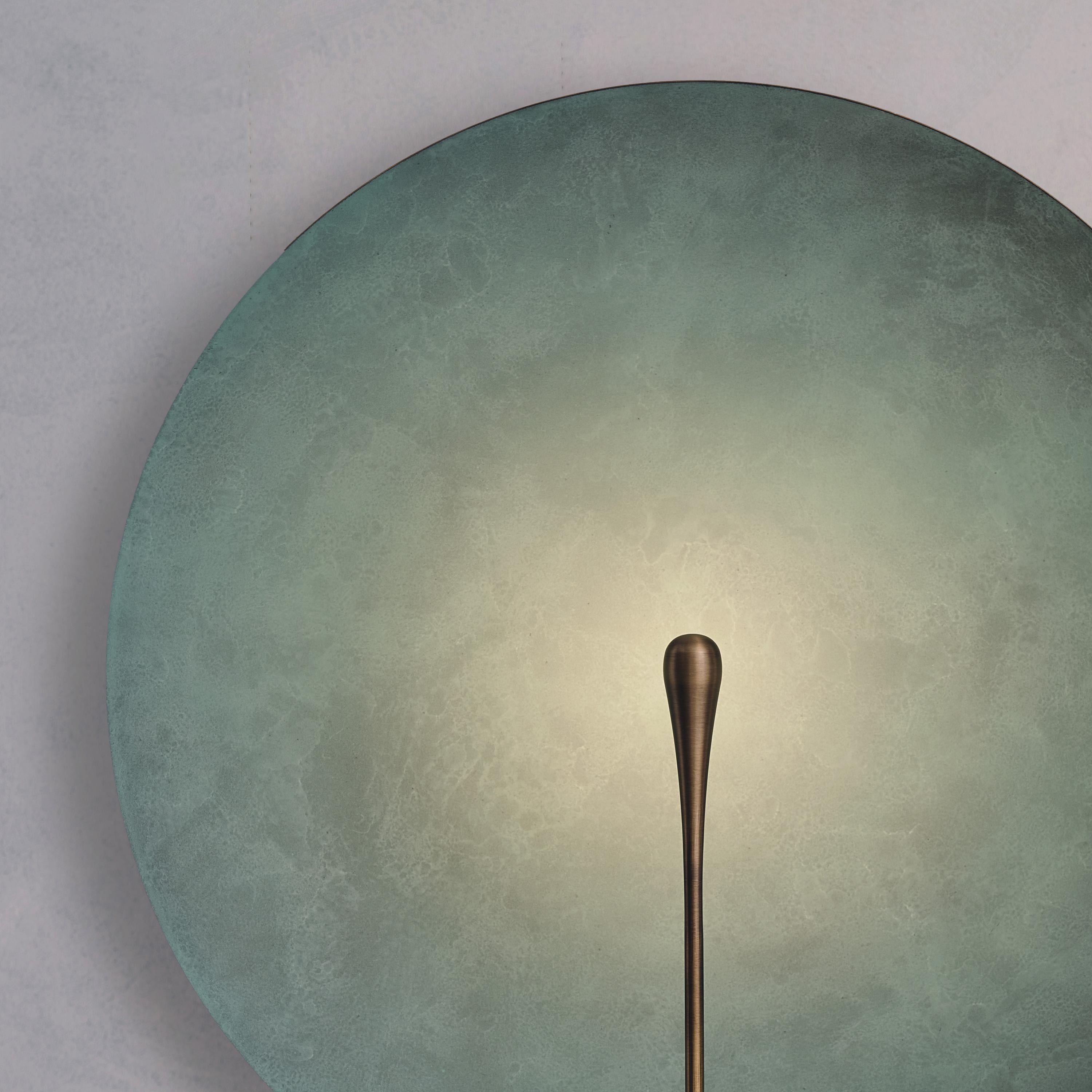 'Cosmic Verdigris XL' Handmade Patinated Brass Contemporary Wall Light Sconce In New Condition For Sale In London, GB