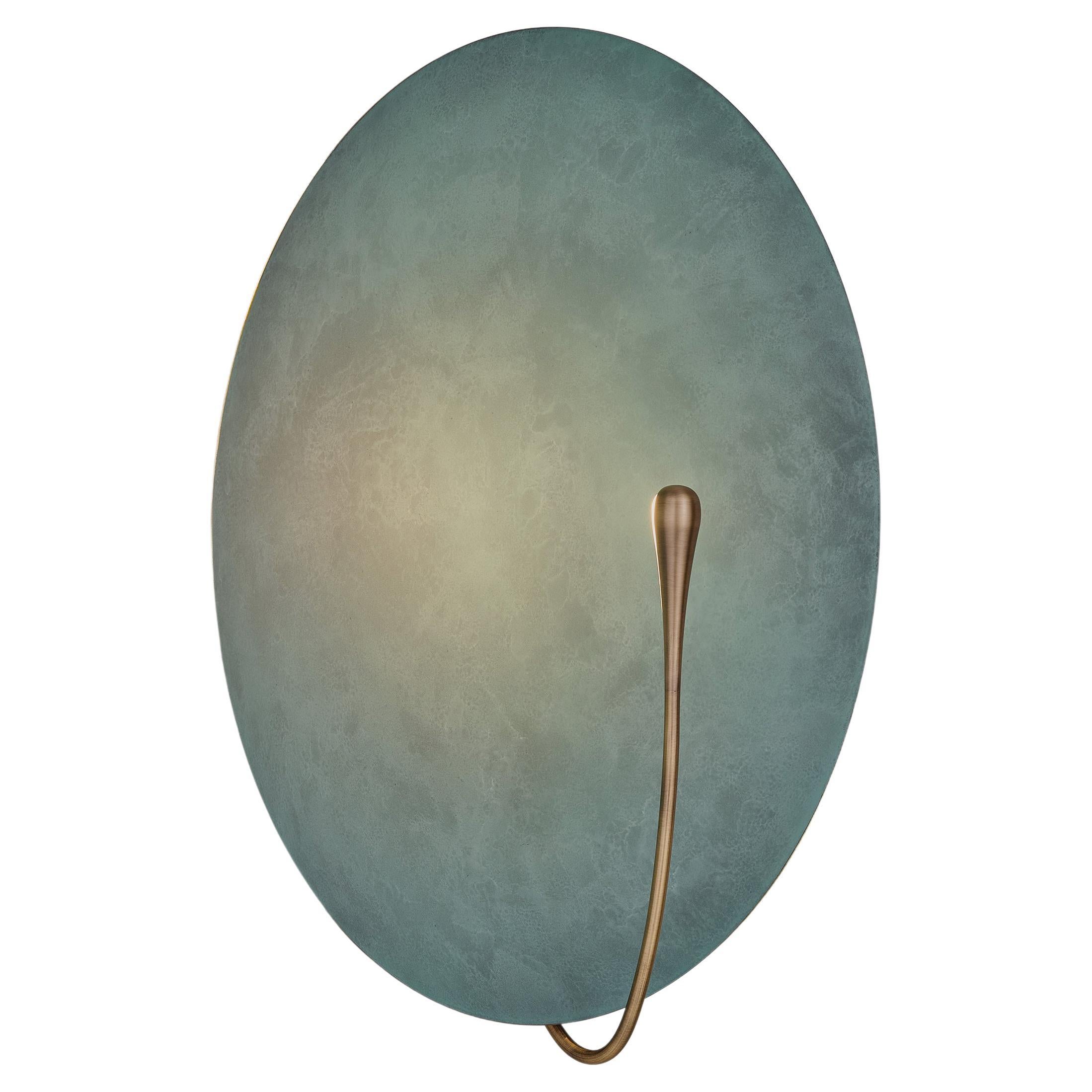 'Cosmic Verdigris XL' Handmade Patinated Brass Contemporary Wall Light Sconce For Sale