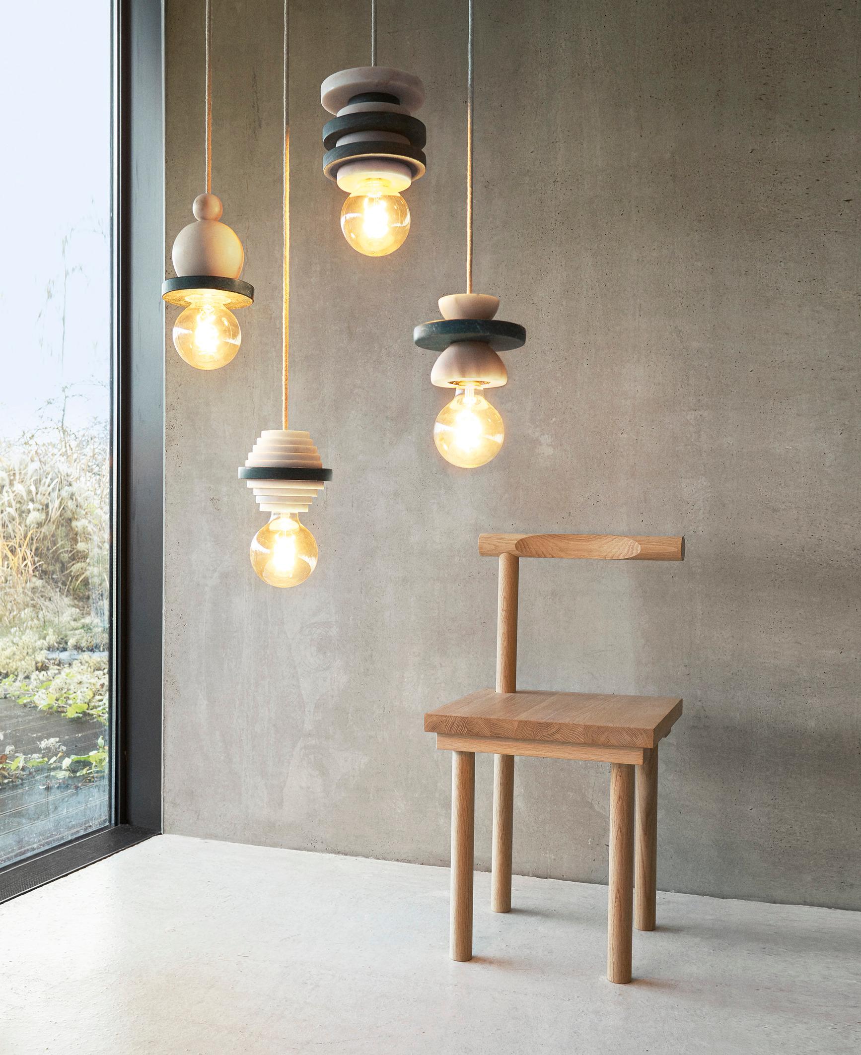 Luce a sospensione in marmo Cosmicity di on.Entropy, nei colori bianco, rosa, grigio e verde in vendita 4