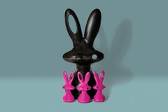 Cosmo Bunny Jet Black Sculpture by Aki Kuroda