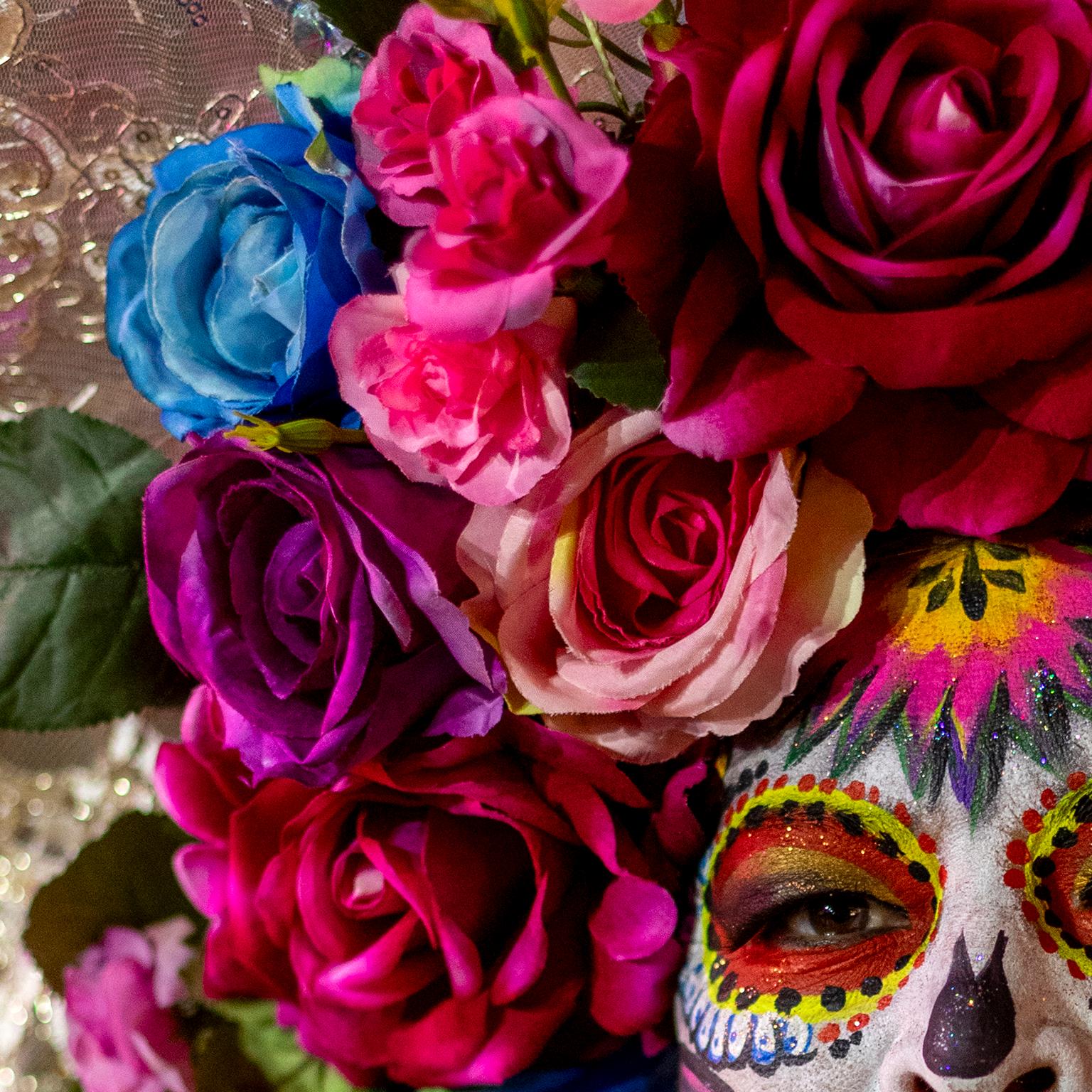 “A crown of roses for death”, Day of the Dead, Dia de los Muertos, Isla Mujeres, Mexico, 2023

Photograph by Cosmo Condina in colour of a woman colourfully dressed as a skeleton, with a crown of roses for the celebration of the Day of the Dead. Isla