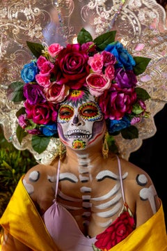 Eine Krone aus Rosen für den Tod, Tag der Toten, Dia de los Muertos, Mexiko, 2023