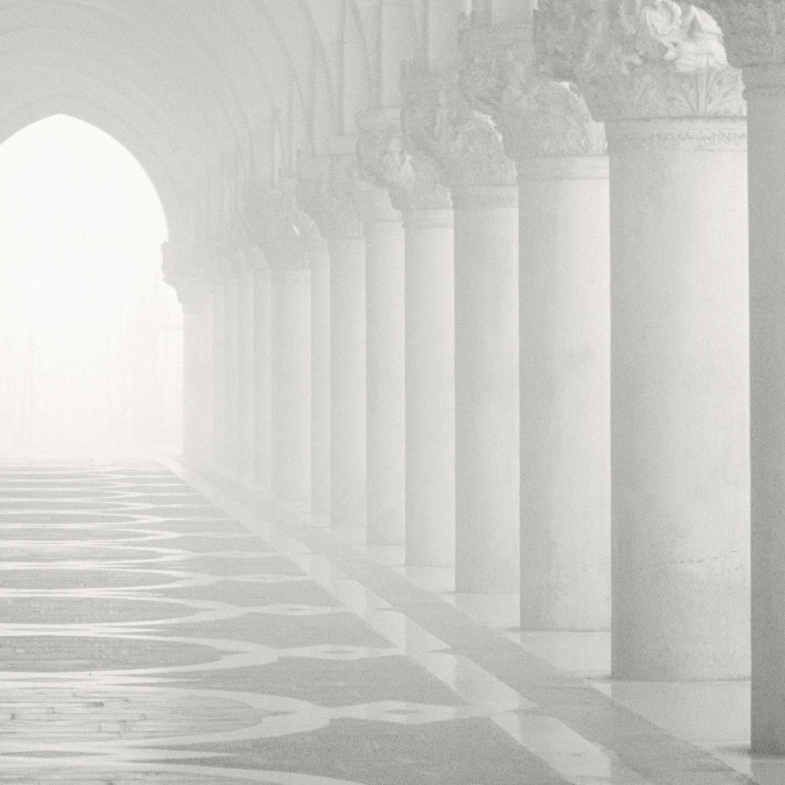 Columns and arches in misty fog, black and white.  Doges Palace, Venice, Italy 2004
Photograph by Cosmo Condina. Arched vaulted ceiling.
Archival pigment print 19 X 12.7 in. Edition of 10. This is # 3/10 in the edition.

Detail of Venetian Gothic