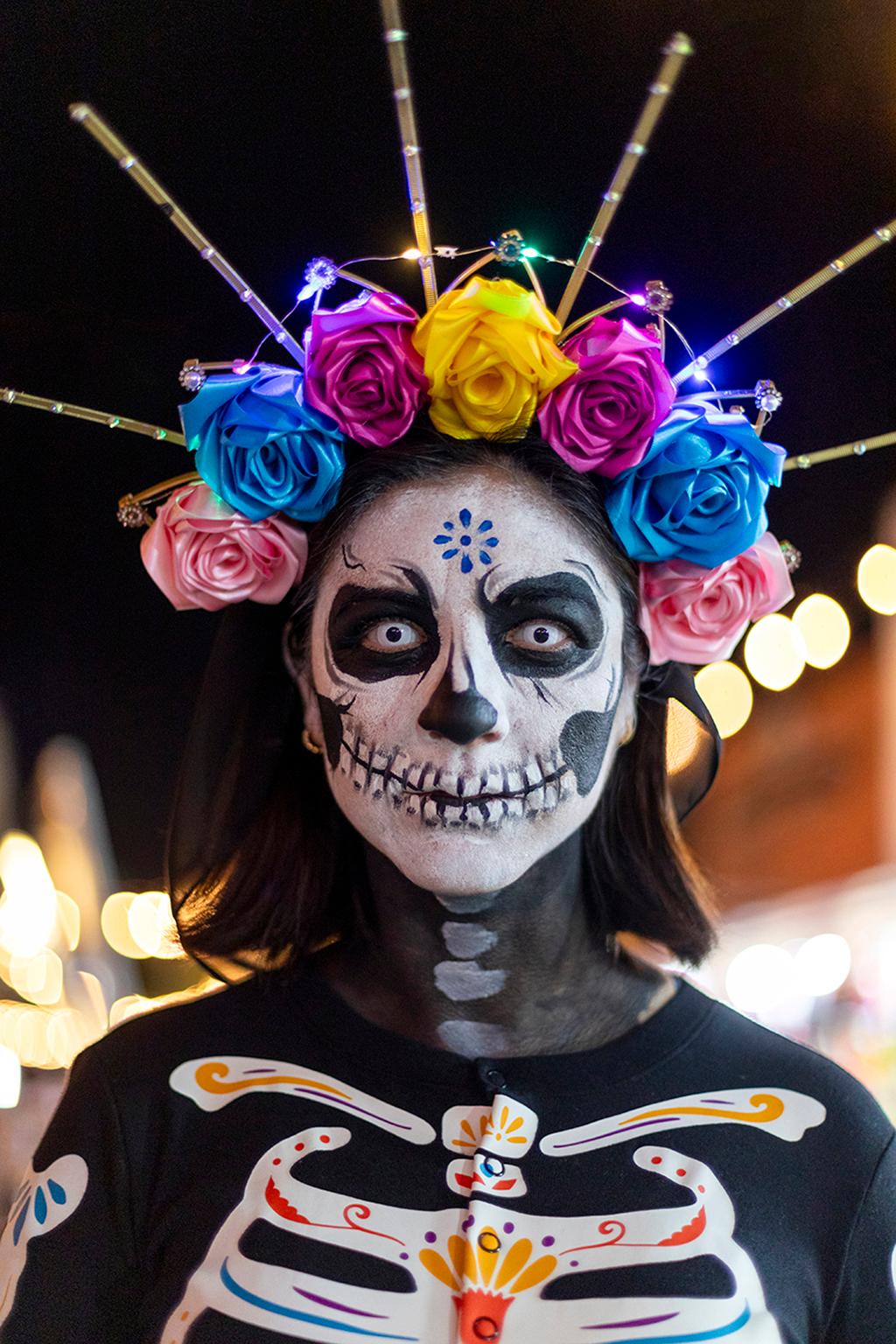  Cosmo Condina Color Photograph – “Crazy Eyes”,  Day of the Dead, Dia de los Muertos, Isla Mujeres, Mexico, 2023