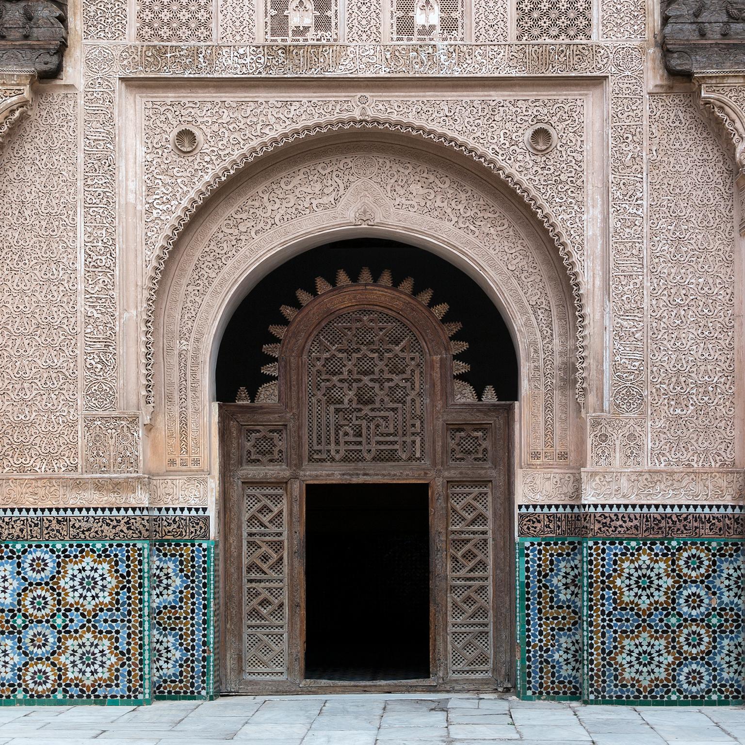 Islamic architectural detail of the Madrasa courtyard, Fez, Morocco, 2016 - Photograph by  Cosmo Condina