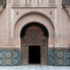 Islamic architectural detail of the Madrasa courtyard, Fez, Morocco, 2016