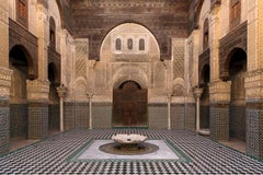 Islamic architectural detail of the Medersa courtyard, Fez, Morocco, 2016