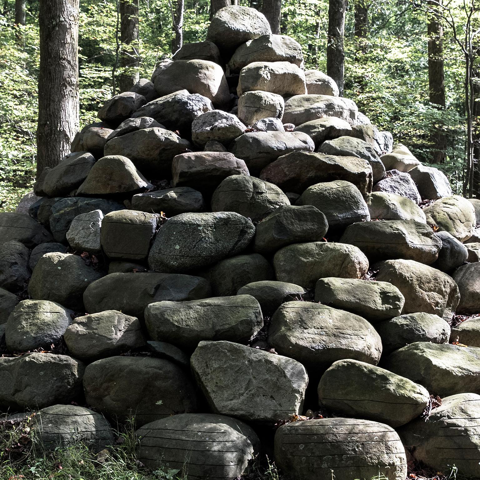 Stone Cairn Sculpture in Forest,  USA, 2016 - Photograph by  Cosmo Condina