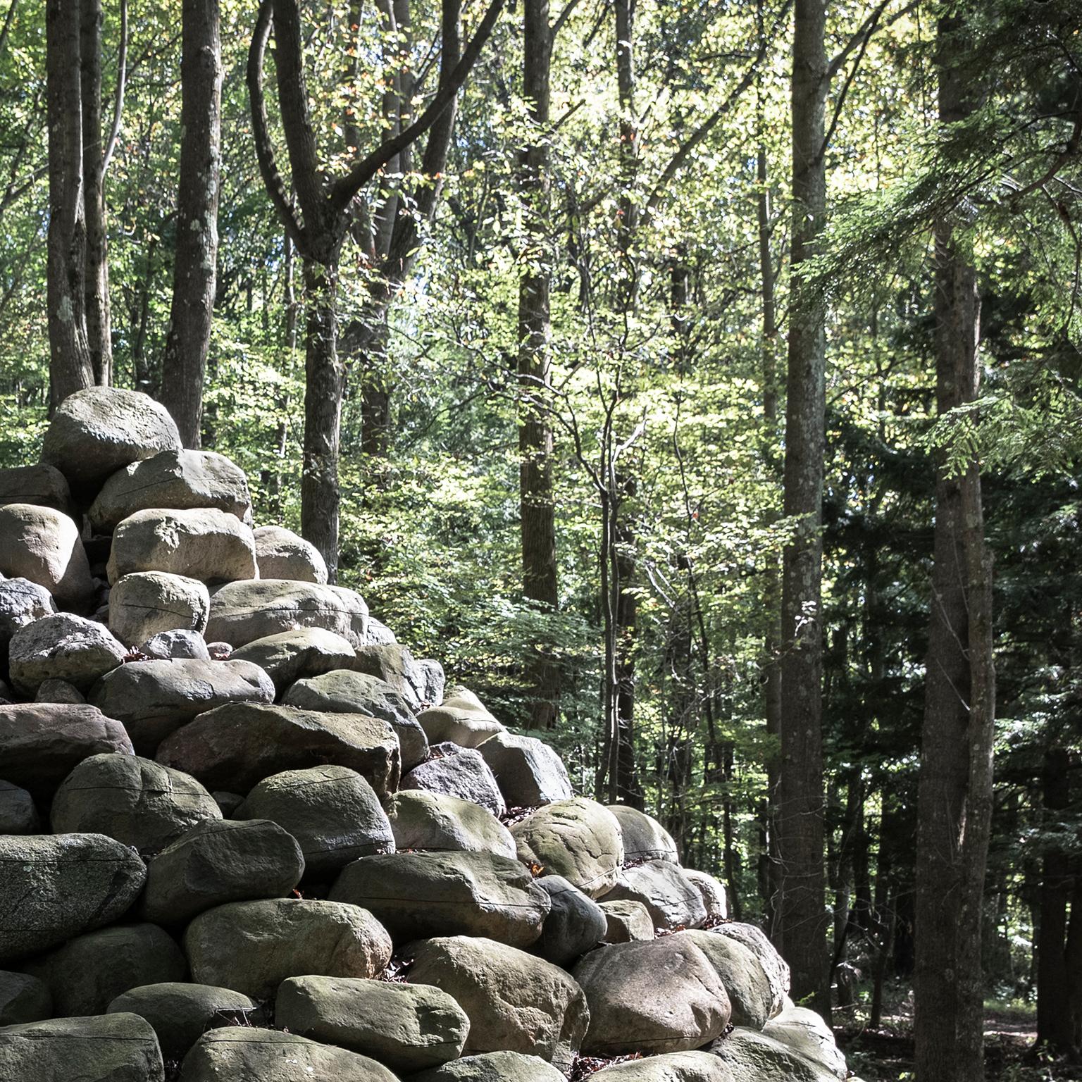 Stone Cairn Sculpture in Forest,  USA, 2016
Photograph by Cosmo Condina. A stone cairn sculpture in the woods, Kentuck Knob, Pennsylvania, USA, 2016
Archival pigment print 19 X 12.6 in. Edition of 10. This is # 3/10 in the edition.

A colour