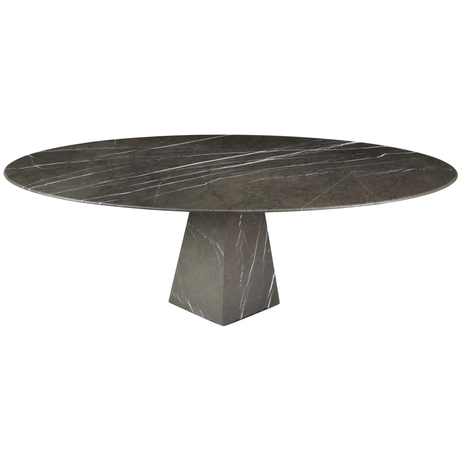Cosmo, Contemporary Elliptical Marble Coffee Table in Graphite For Sale