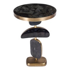 Cosmo Side Table in Shagreen, Lemurian & Bronze-Patina Brass by Kifu, Paris