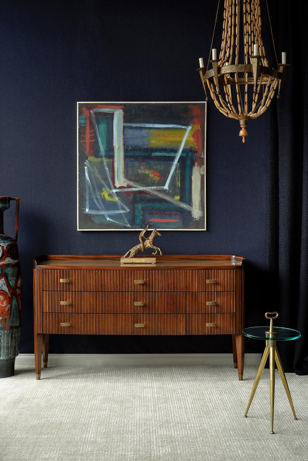 British Cosmo Sideboard - Bespoke - Mahogany with Antique Brass Handles and Feet For Sale