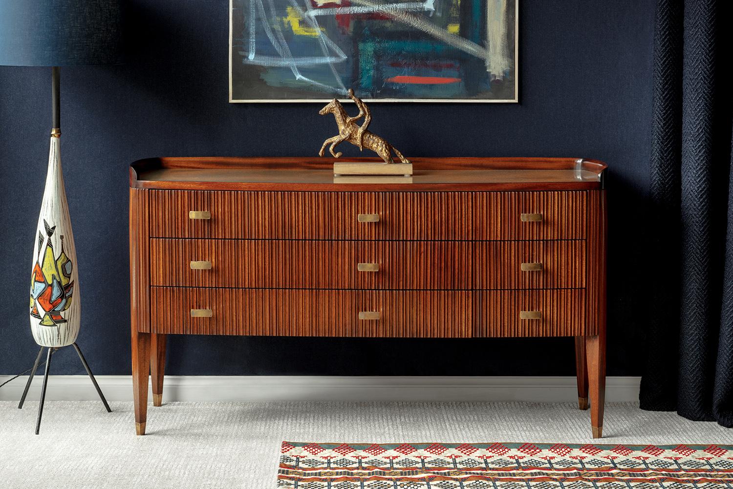 Cast Cosmo Sideboard - Bespoke - Mahogany with Antique Brass Handles and Feet For Sale