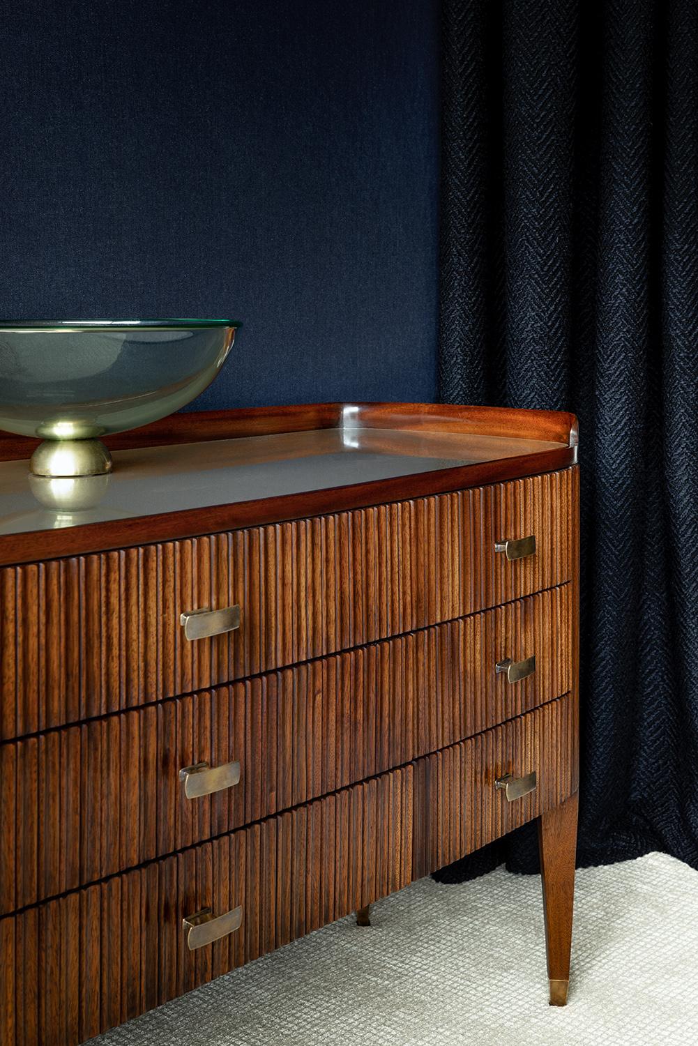 Cosmo Sideboard - Bespoke - Mahogany with Antique Brass Handles and Feet In New Condition For Sale In London, GB