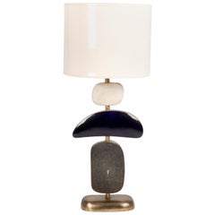 Cosmo Table Lamp in Shagreen, Shell and Bronze-Patina Brass by Kifu, Paris