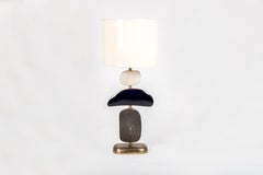 Cosmo Table Lamp in Shagreen, Stone and Bronze-Patina Brass by Kifu, Paris